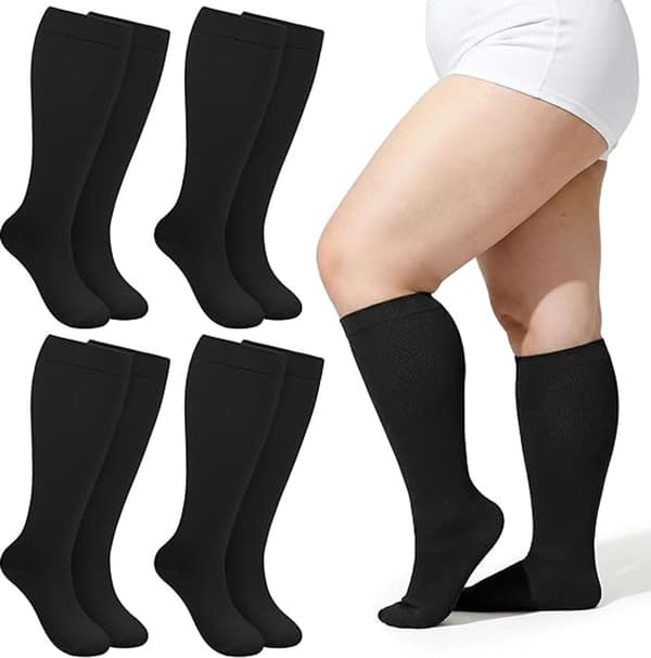 Et par kompressionsstrømper - Plus Size - Kompressionsstrømper - Støttestrømper - Løbestrømper - Sportsstrømper - 2XL - Knæ - Høj - Høje strømper - til