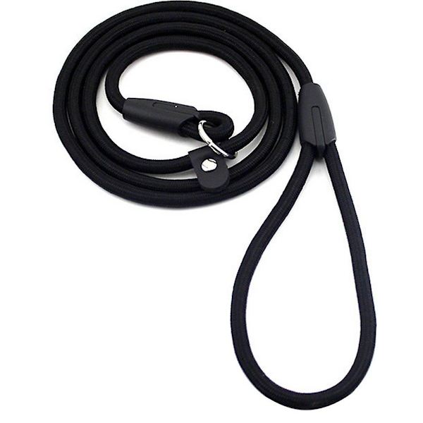 Robust Hundekrave Håndtag Nylon Trænings- og Gåseleje med P-Kæde 1cm Sort