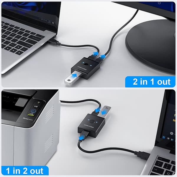 KVM USB HUB 3.0 Switch Selector KVM Switch til PC Tastatur Mus Printer 1 PC Deling 2 Enheder