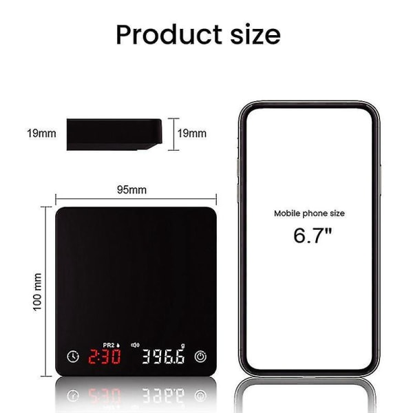 Mini Smart Köksvåg Vägning Precision Digital Kaffevåg Espresso med Timer