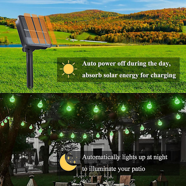 2-pak 100 LED 46ft Solcelled Stringlys Til Udendørs, Krystal Globe Lys Med 8 Tilstande, Vandafvisende Solcelled Stringlys Til Haven