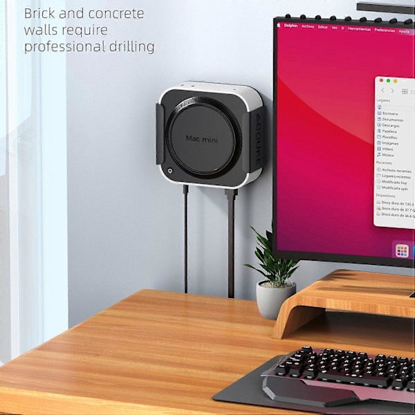 AJM4-B til Mac Mini M4/M4 Pro Mini PC Stand Aluminium Legering Under Bord Monteringsbeslag