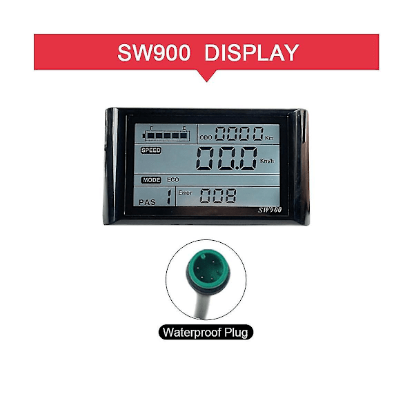 Ebike SW900 LCD Display Kontrol Elektrisk Cykel Hastighedsmåler Vandafvisende Stik Optagelsesinstrument Kontrol/Indstilling 24-72V-C3