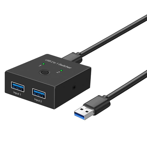 USB 3.0 Switch Selector KVM Switch 2 inn 1 ut USB-bryter for 2 datamaskiner Del 1 USB-enheter Slik