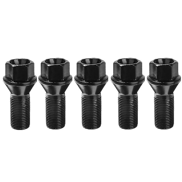 5 st M14 X 1.25 Svarta Hjulbultar Låsbara Stål 36136781151 För - X3 X5 E70 E71 F20 F25 X5 X