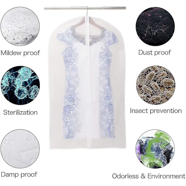 Paket med 6 transparenta kostymfodral 120 x 60 cm + 100 x 60 cm Andningsbart tyg Högkvalitativt kostymfodral Fo