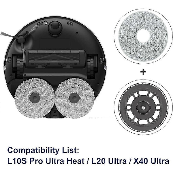 Udskiftningsmoppeplader og -puder til Dreame L10S Pro Ultra Heat, L20 Ultra, X40 Ultra Robotstøvsuger