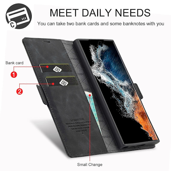Samsung Galaxy S23 Ultra 5G LC.IMEEKE -puhelin kotelo vahvalla magneettisella mikrokuitunahalla