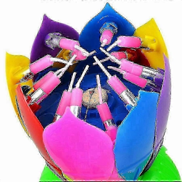 3-pakks Musikkbursdagslys Multifarget Musikklys Lotus Rotasjon Fargerik Musikk Bursdagslys