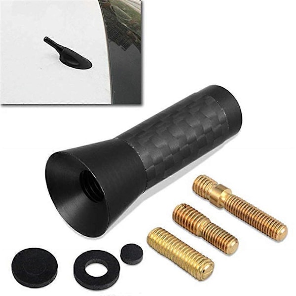 Bilantenn Tak 1.4in/3.5cm Kolfiber Skruv Metall Kort Stubby Mast Bilradio Antenn Tillbehör Del