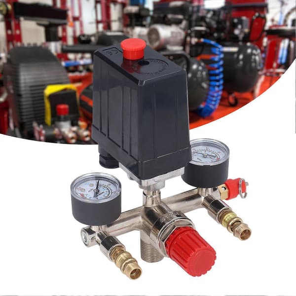 Luftkompressor Tryckventil Kit Vertikal Strömbrytare Grenrör Regulator 90120psi Ac 240v/380v