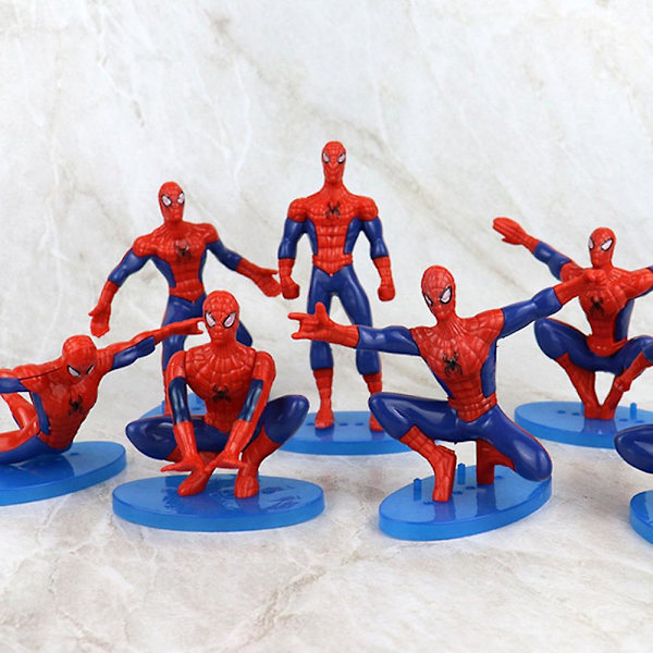 7 stk Spider-Man Superhelt Actionfigurer Leke Sett Temafest Dekorasjon Superhelt Borddekor Bursdagsfestrekvisita Kaketopper