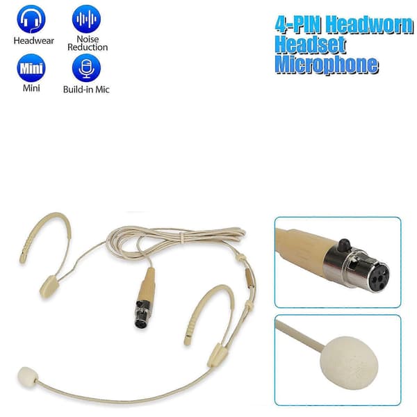 Dobbelt Ørekrog Headset Mikrofon XLR 4Pin TA4F Kondensator Headworn Mikrofon til SHURE