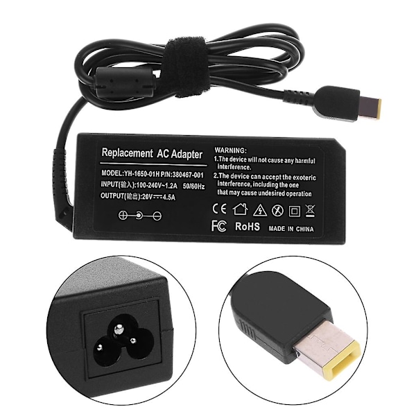 20v 4.5a 90w AC-adapter batteriladdare strömförsörjning för Lenovo Thinkpad