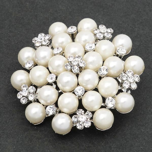 Stor Blomst Perle Rhinestone Broche Bryllupsbuket Nål Tøj Tilbehør