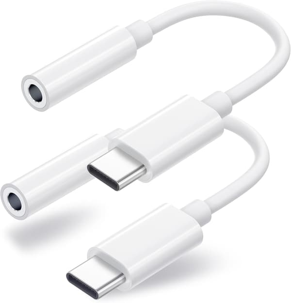 2-pak USB-C til 3,5 mm hovedtelefonstikadapter, MacBook, iPad Pro, Pixel 7/6/5., Samsung S21-24, USB-C til AUX lydadapterkabel. Egnet