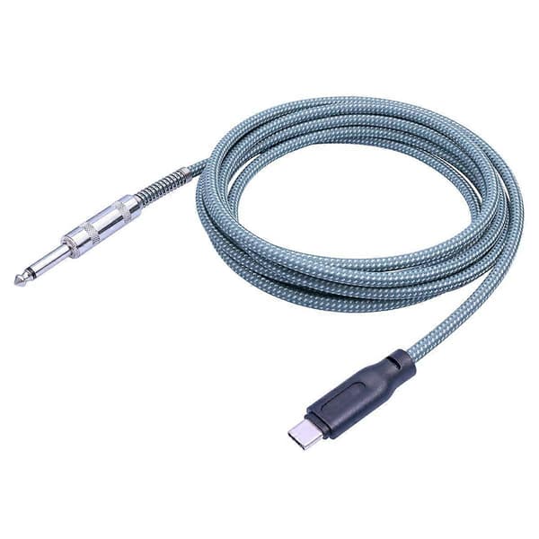 6,35 mm Han till USB Typ-C Han Gitarr Ljudkabel 1/4 tum till USB-C Inspelningskabel Gitarr till USB C R