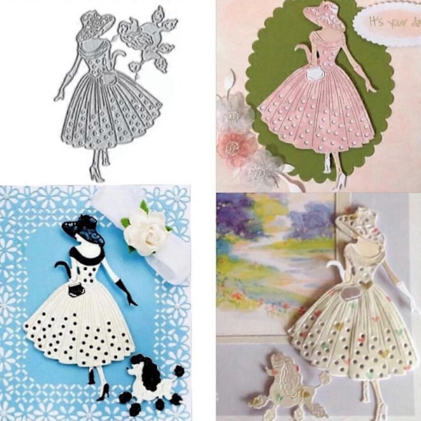 Naisen metallileikkurit Stensiili DIY Scrapbooking Album Paperikortti Malli Muotti Kohokuviointikoristelu