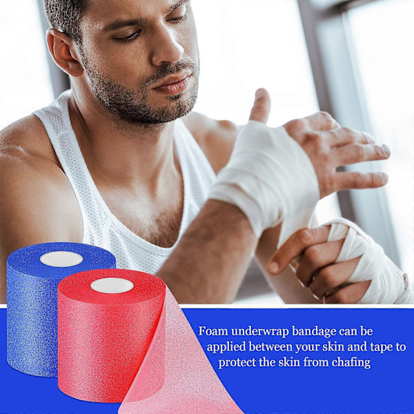 2 Ruller Forbindsband Atletisk Tape Skum Underwrap Tape Sports Tape Skum Underwrap Bandage til Hår Håndled Albue