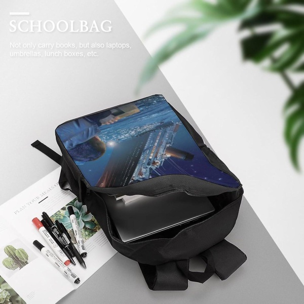 Dciustfhe Titanic Ryggsäck Skolväska Ryggsäck för Flickor Pojkar Ryggsäckar Stor Kapacitet Barn Ryggsäck Dubbel Dragkedja Andningsbar Design Lätt Movi