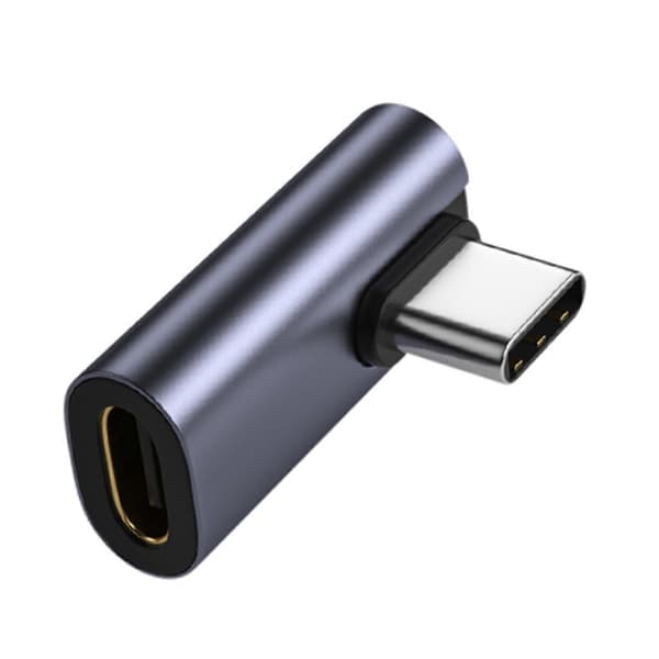 Høyre vinkel USB-C adapter 90 grader lav profil Type-C hann til hunn forlenger støtte USB-C 3.1 lading dataoverføring