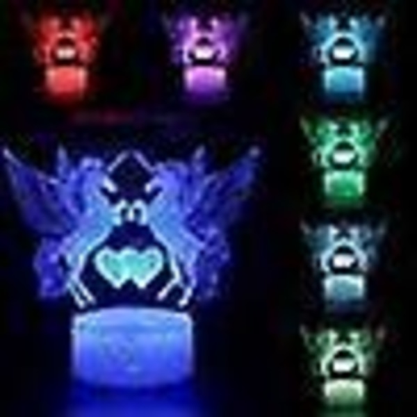 Kinder 3D LED Natlampe Enhjørning Hest Bordlampe med 16 Farveskift Fjernbetjening Julegaver Fødselsdag Legetøj