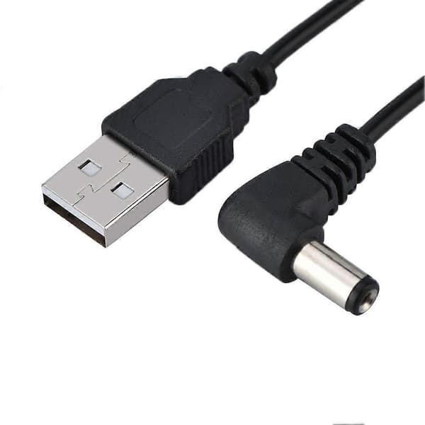 USB 2.0 Han til 5V DC Strøm 5.5mm Barrel Connector Kabel Ledning 90° Ret Vinkel