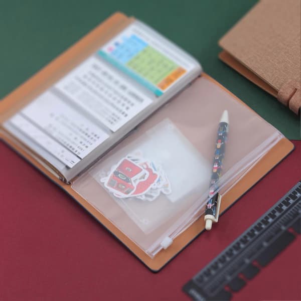 12 st A6-pärmfickor Transparent PVC 6-håls Pärmfickor Zip Folder Plast Pengar Budget Kuvert
