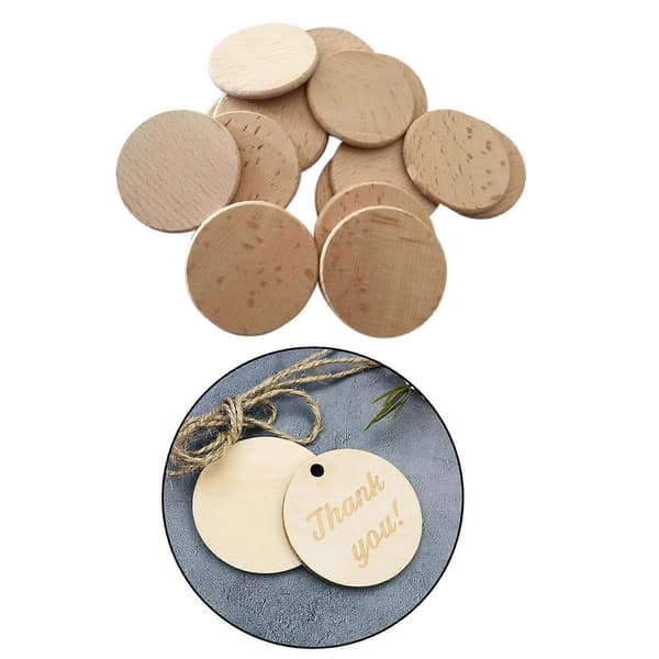 20 Stykker Ubehandlede Treskiver Runde Disker Sirkelbiter Utskjæringer Brikker 4cm