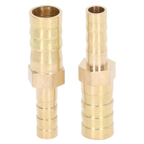 2 stk. Barbed Fitting Splicer Messing Slange Studs Reducer Hex Reducerende Barbed Connector 10mm(3/8in) til 6mm(1/4in)