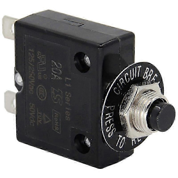 125-250V AC 50V DC Trykknap Strømafbryder 25A Termisk Overbelastningsbeskyttelse L1 Manuel Reset Therma