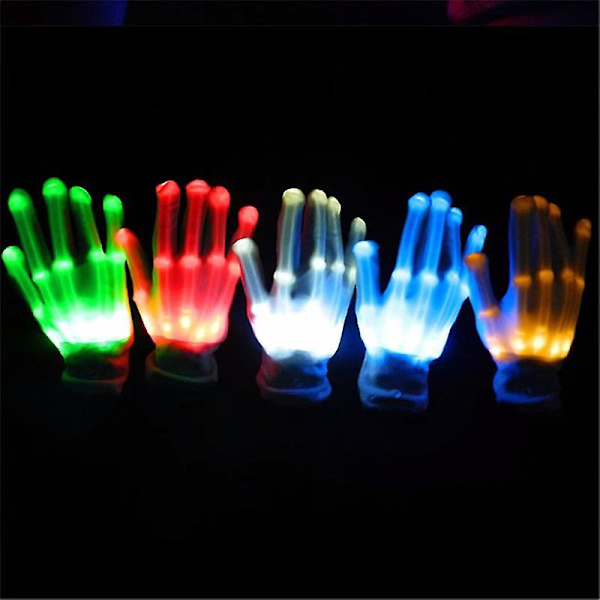 LED-Handskar med Blinkande Ljus, Skelett-Design, Halloween-Handskar för Vuxna, Färgglada Glow-in-the-Dark Partyfavoriter, Födelsedag, Jul, Kostym, Klubb, Klassrum