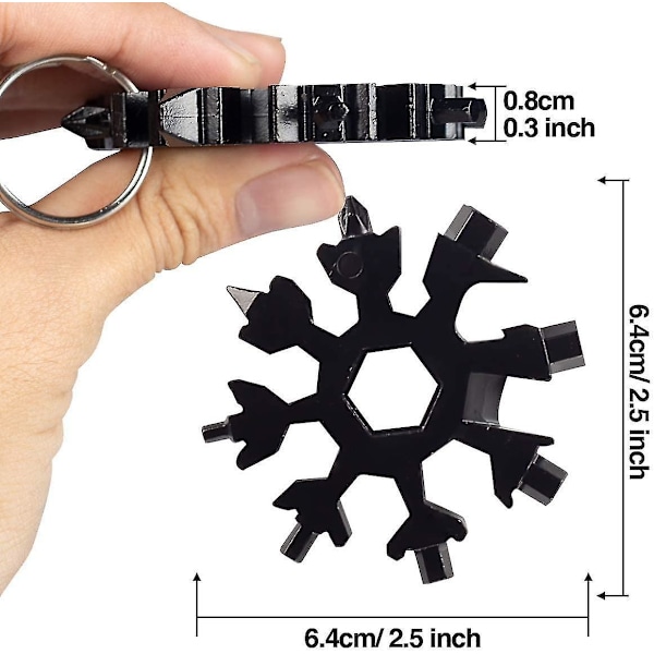 Schneefloe Multitool 18-i-1 Bærbar Multifunktionsværktøj i Rustfrit Stål til Udendørs EDC Eventyr Multitool Rustfrit Stål Multifunktionsværktøj (Sort)