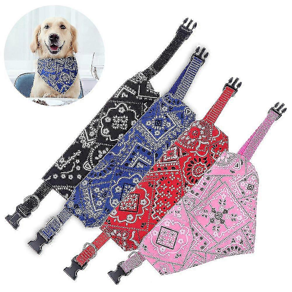 4 Stykker Bandana til Hund Justerbar Hunde Kat Hvalpe Bandana Kæledyrstørklæde til Små og Mellemstore