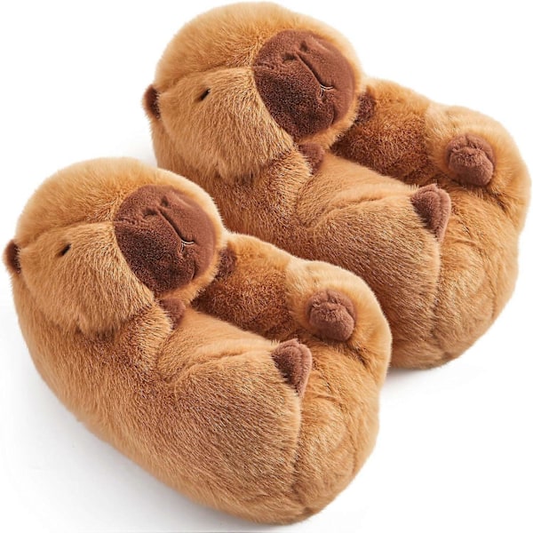 Capybara-Tøfler Søde Capybara Plys Tøfler Hjemmevarme Capybara Sko Fodindpakkede Capybara Slides til Kvinder Mænd Indo