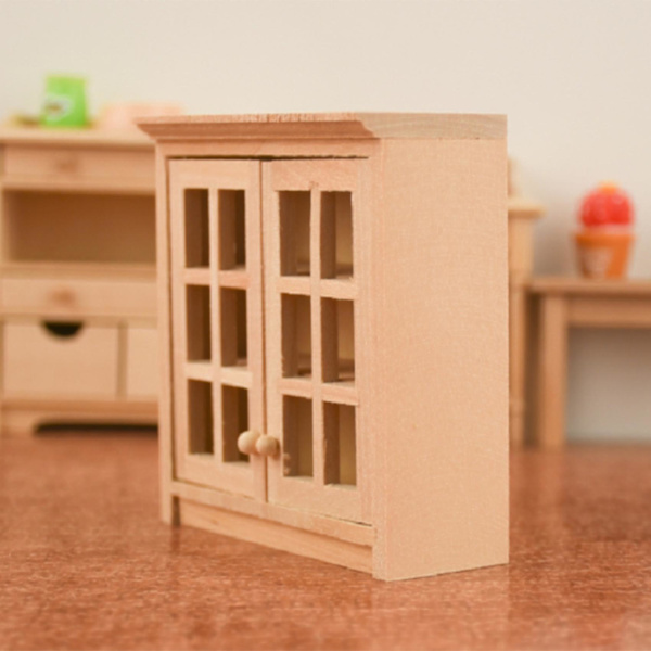Dockhus Miniatyr Möbler Skåp Hylla Trä Skåp Diy Leksaker