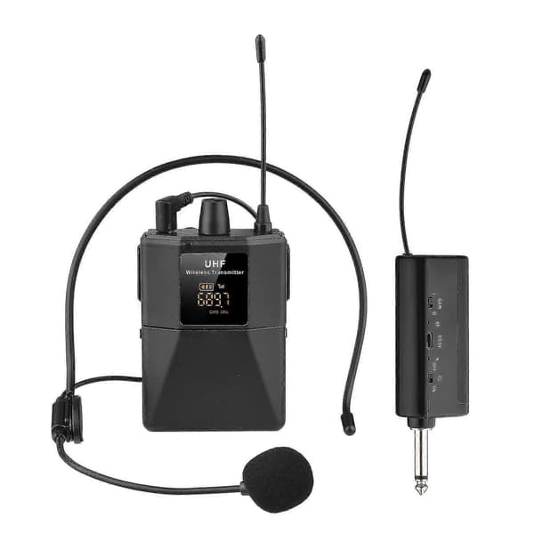 UHF Trådløst Mikrofon Headset med Sender og Mottaker, LED Digital Display Bodypack -CDSX