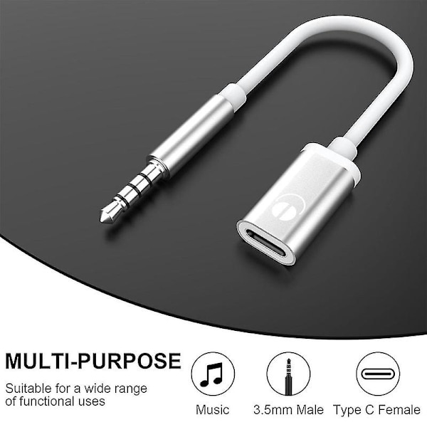 3,5 mm han til type C hun lydkabel ledning, analog lydjack hovedtelefon lydadapter til MP3-afspiller, bærbar computer, tablets