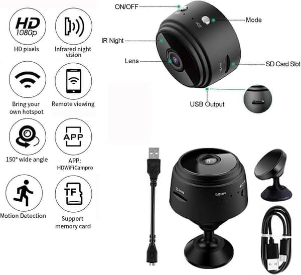 Mini Magnetisk Mini Sikkerhetskamera, Mini Sikkerhetskamera Utendørs, Mini 1080p HD