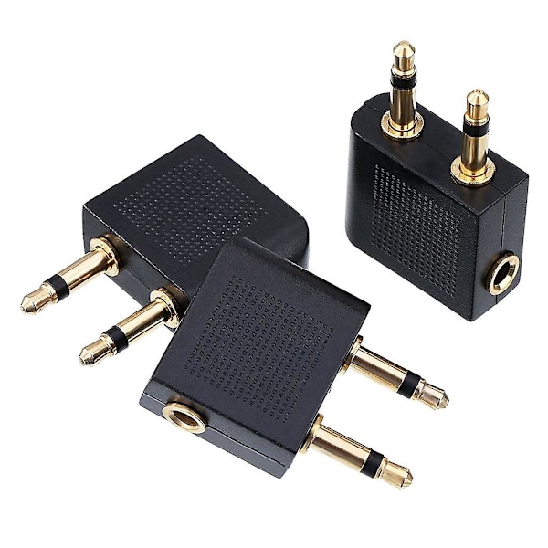 3-pak Flyadapter for Hodetelefoner, Gullbelagt Universal