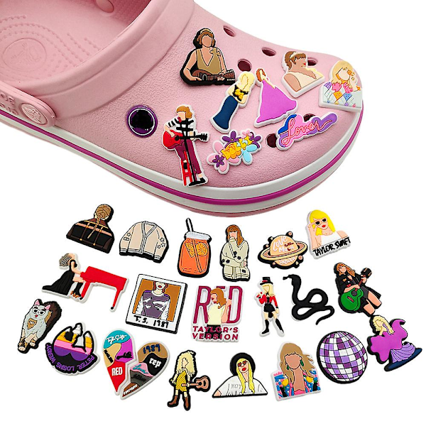 29 st Taylor Swift Singer Series Strandfestsskor Charm för Crocs Clog Sandaler Dekoration Skotillbehör Presenter