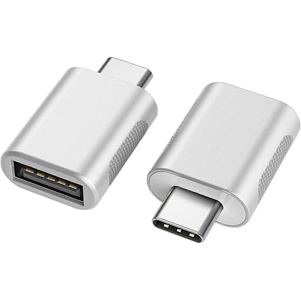 USB C till USB Adapter (2-pack), USB-C till USB 3.0 Adapter, USB Type-C till USB Adapter, (Silver)