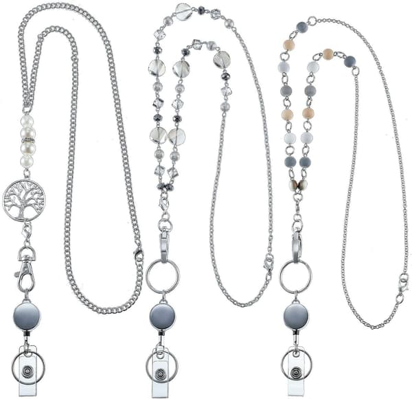 3 stk. ID-Badge Lanyard Halskæde med ID-Holder Klips Rustfrit