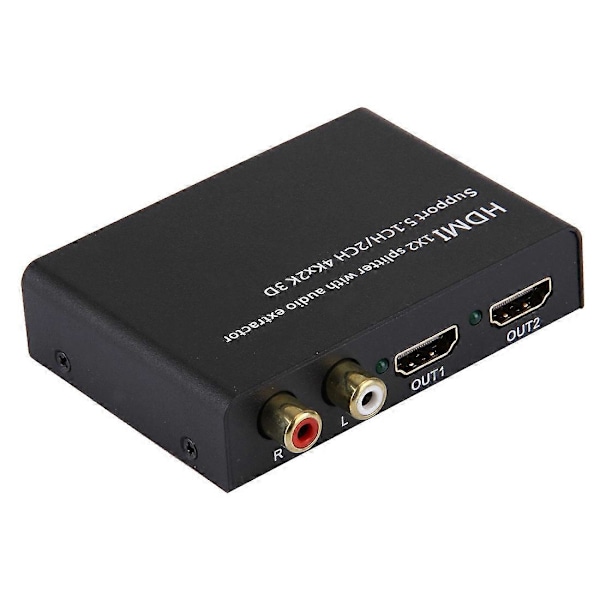 HDMI 1x2 Splitter med Audio Extractor, Understøtter 5.1CH / 2CH, 4Kx2K, 3D