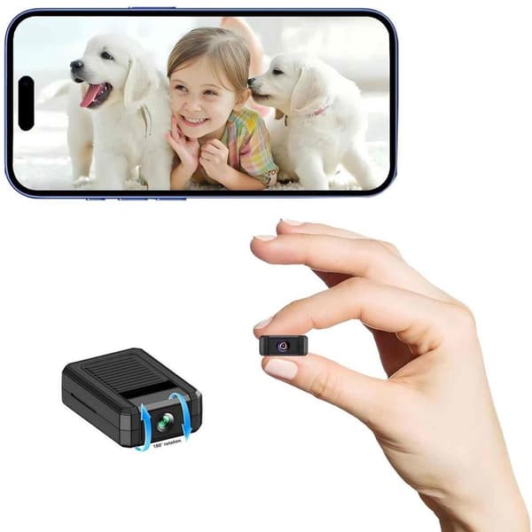 Mini 4K säkerhetskamera – WiFi-kamera med 180° roterbar lins, stöder fjärrövervakning via app och mörkerseende.