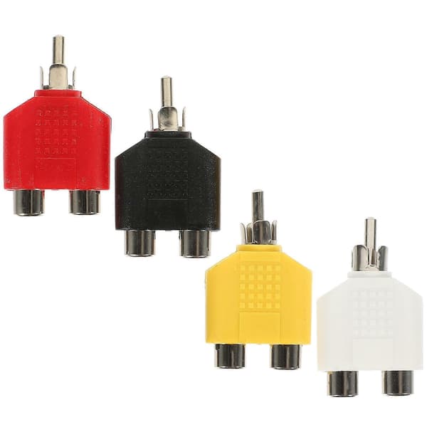 4 stk. RCA Splitter Han til Dobbelt Hun RCA Y Adapter Dobbelt RCA Hun Adapter