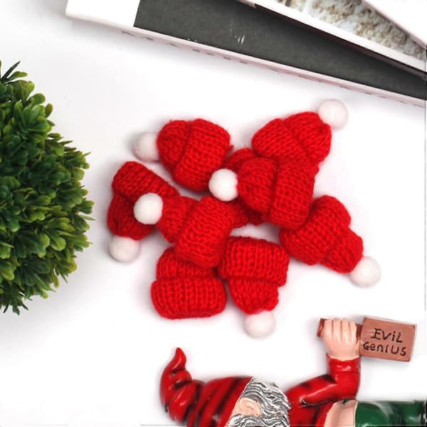 20 st Mini Stickade Tomteluvor, Mini Julhalsduk, Mini Julhatt, DIY Julhatt för Docktillbehör, Vinflaskor, Jul-Bra