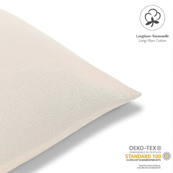 Putevar 40 x 40 cm - 100% bomull med glidelås, supermyk putevar 40x40, putevar, beige, kun putevar