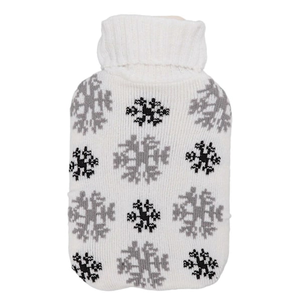 2000ml Varmtvannsflaske Varmtvannspose Med Myk Strikket Trekk For Nakke Skulder Varme For Vinter Snøfnugg