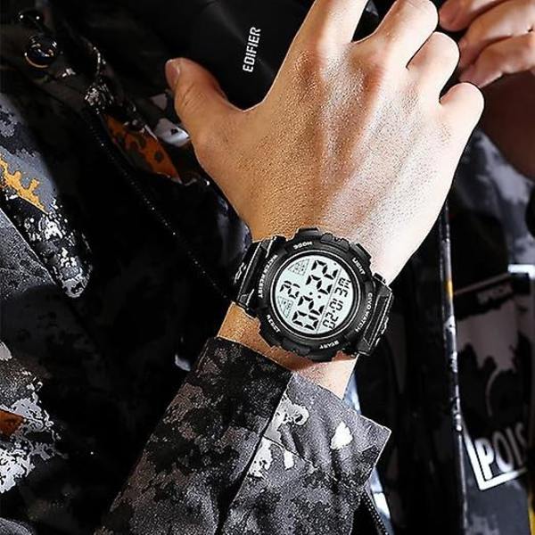 Digitala herrklockor, LED-bakgrundsbelyst digital armbandsur